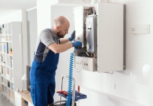 hvac professional servicing a boiler