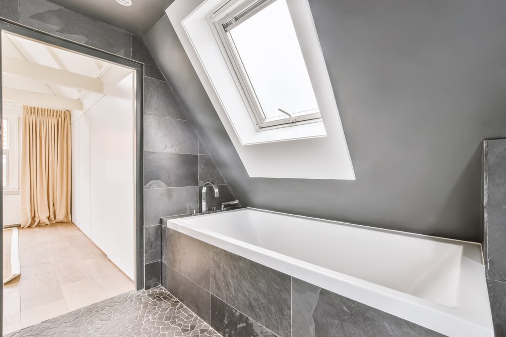 luxurious bathroom in gray color