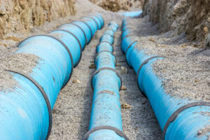 main water pipe in the tap ditch