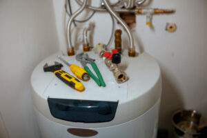 plumbing tools ready for water heater repair