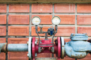 the pressure gauge, in the pneumatic system.